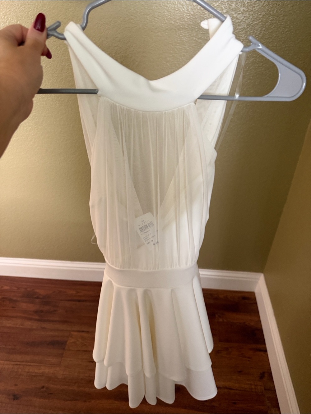 Express White Halter Mini Dress with Sheer Bodice